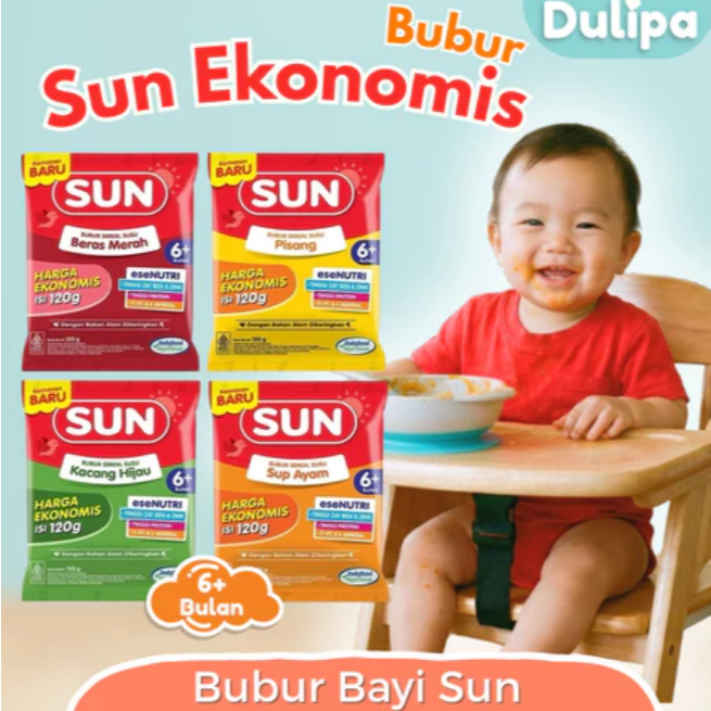 SUN Bubur Sereal Susu Ekonomis 6+ 120gr BUBUR BAYI BERAS Penambah Berat Badan BB booster MPASI Bayi