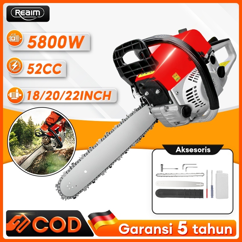 Mesin Potong Kayu 58CC 18"/20"/22" Sinso Gergaji 2Tak Mesin Chainsaw Potong Kayu Mesin Gergaji Senso