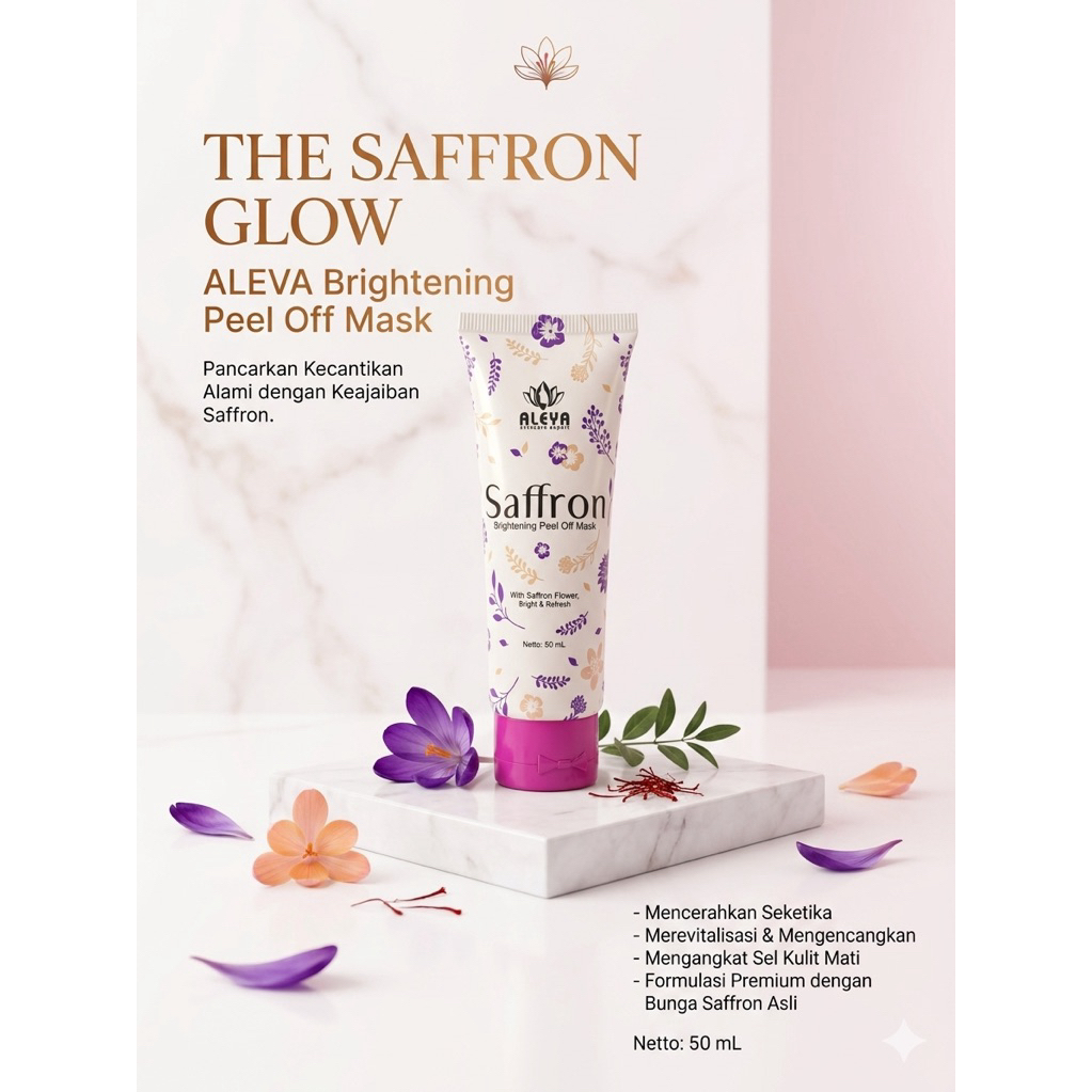 Masker Premium Peel Off Mask Saffron by Aleya Skincare Masker Glowing Masker Pemutih Wajah Bpom