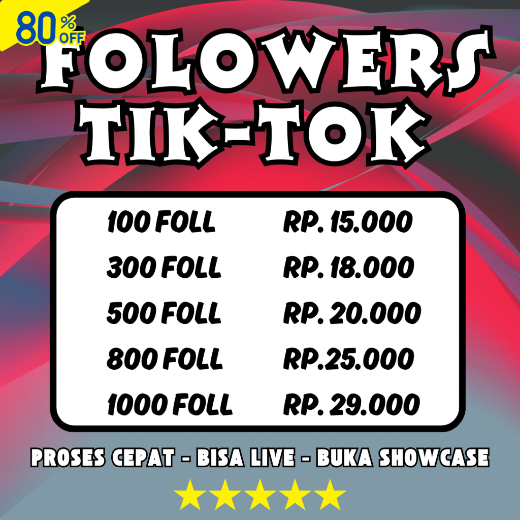 Followers Tiktok Proses Cepat Premium Best Quality Aktif Murah Bergaransi 1000 Follow Tik Tok Murah 