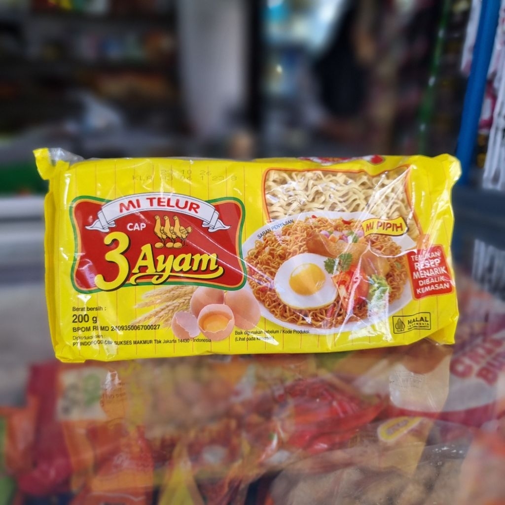 Mie Telur Cap 3 Ayam Mi Kering Keriting 200gr