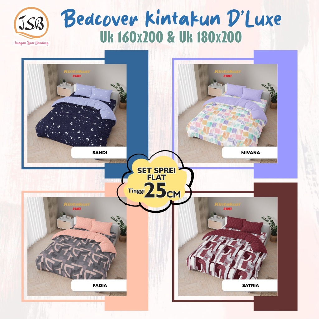 Bedcover Kintakun Dluxe Uk 180X200/160x200 Tinggi 25cm Kintakun Bedcover Badcover Bed cover Bedcover
