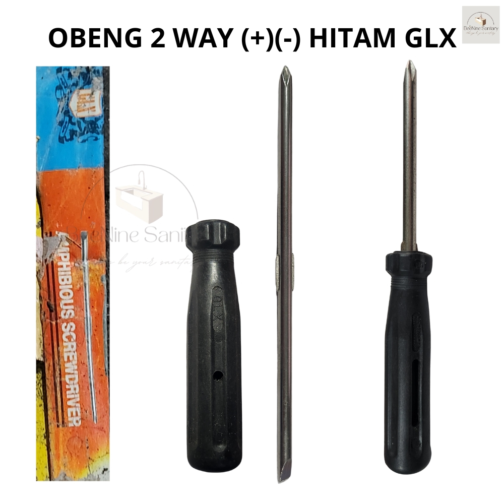 GLX Obeng Hitam Bolak Balik GLX/ Obeng Plus Minus/ Obeng Mata Plus Minus / Obeng 2 Way / Obeng Hitam