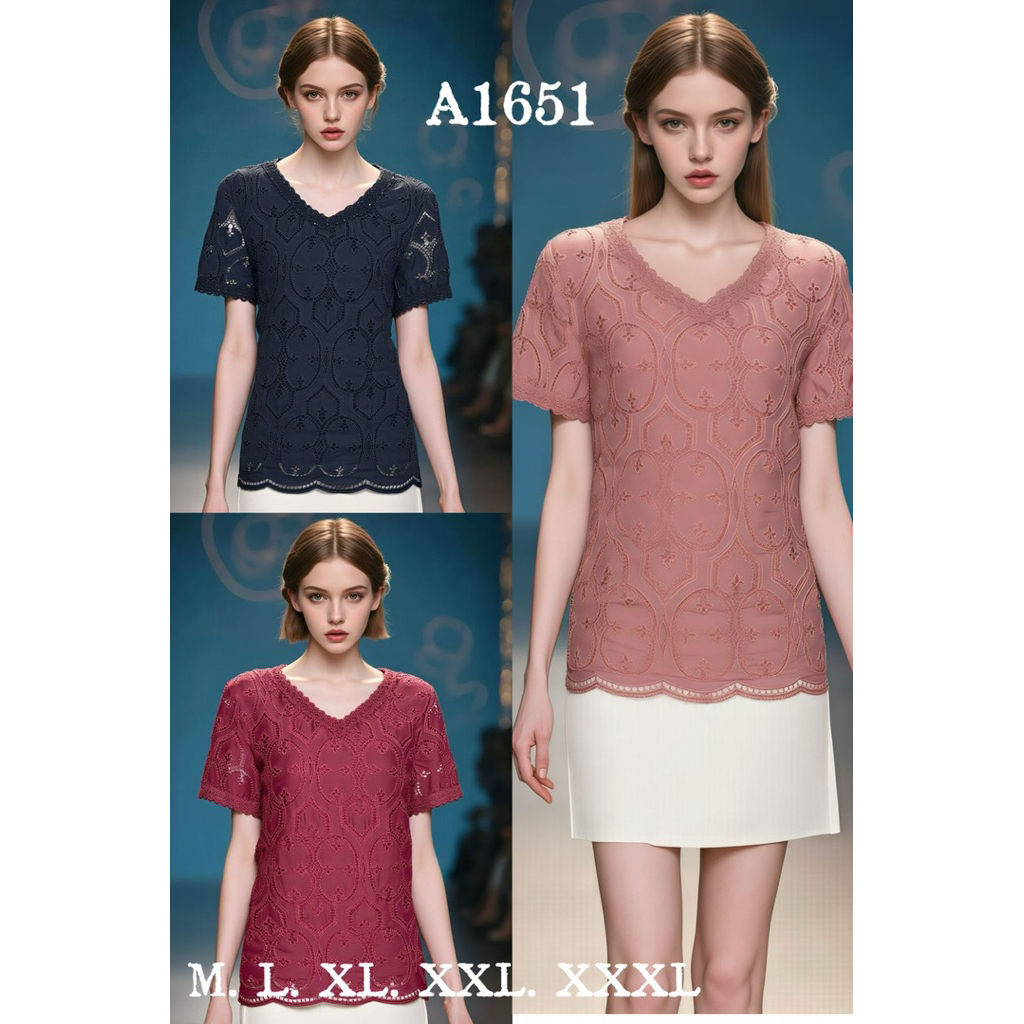 BLOUSE KATUN BORDIR IMPORT/ ATASAN KATUN BOLONG IMPORT