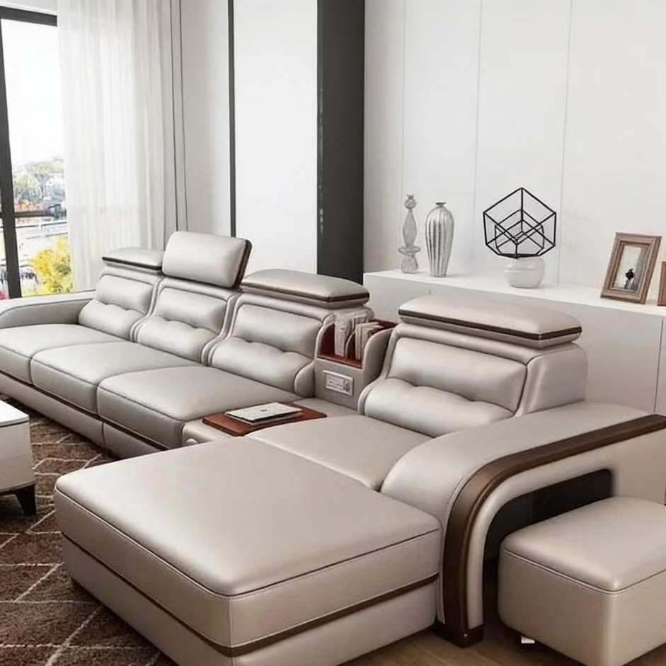 Sofa Kulit Letter L sudut Minimalis Kualitas Premium Modern Sofa Model Terbaru