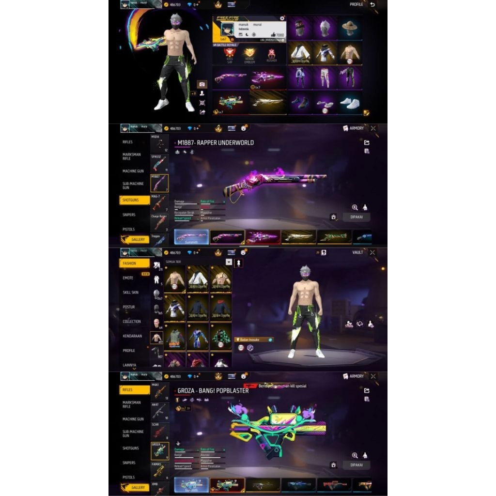 Fitur Lengkap, Akun Sultan Free Fire Terbaru