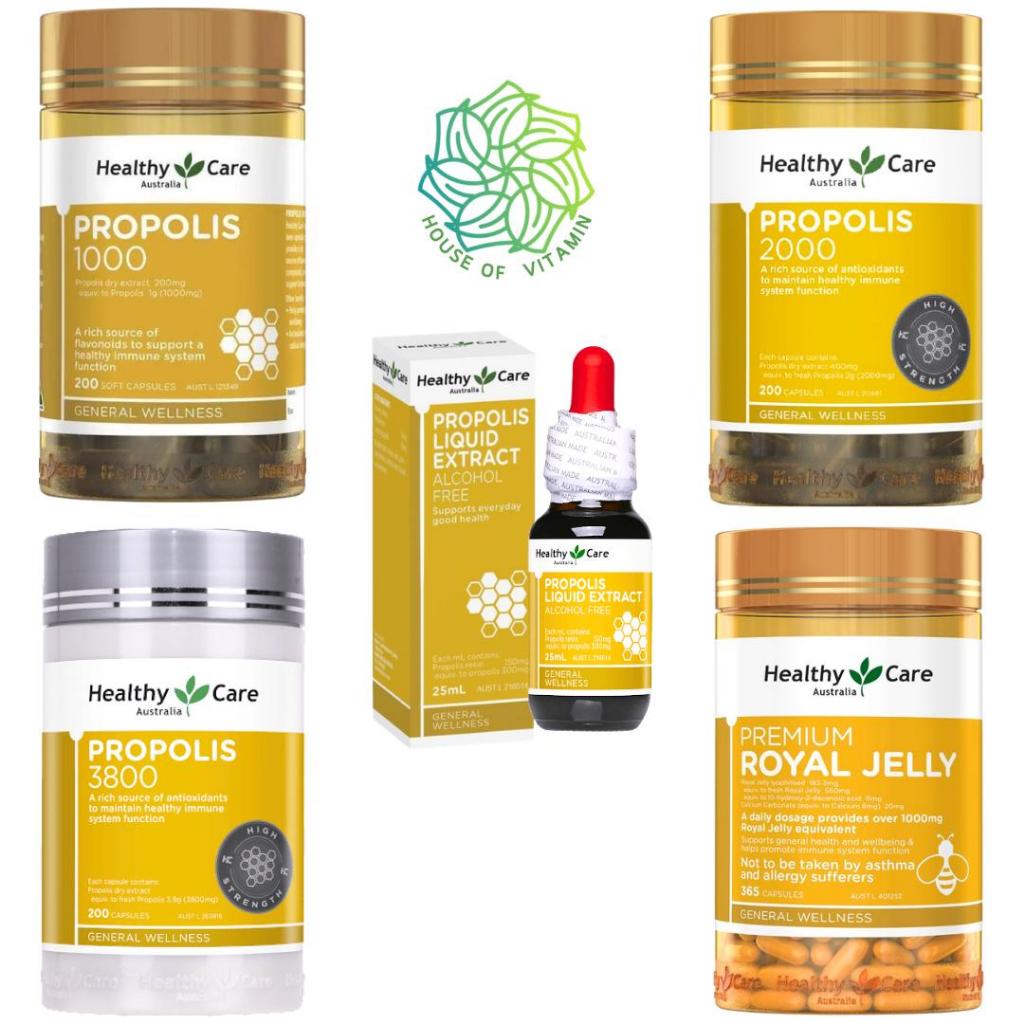 Healthy Care Propolis 1000 2000mg 2000 3800mg 3800 mg 200 Capsules Liquid / Royal Jelly Kapsul Austr