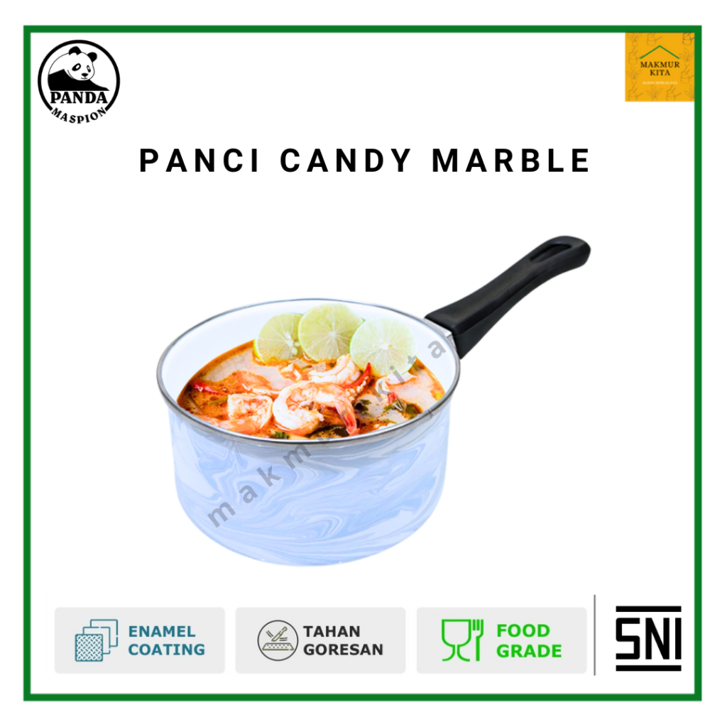 Panci Susu Enamel Anti Lengket 16 CM Candy Marble Panda Maspion / Panci Masak Rebus Mie Air Kuah Say