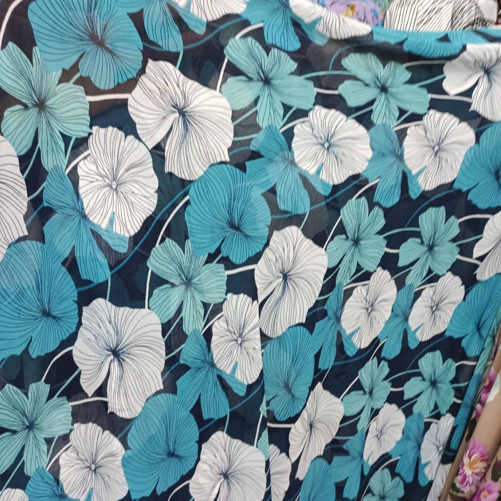 Kain siffon lembut sejuk - kain sifon motif bunga - kain siffon premium - kain sifon garmen - sany
