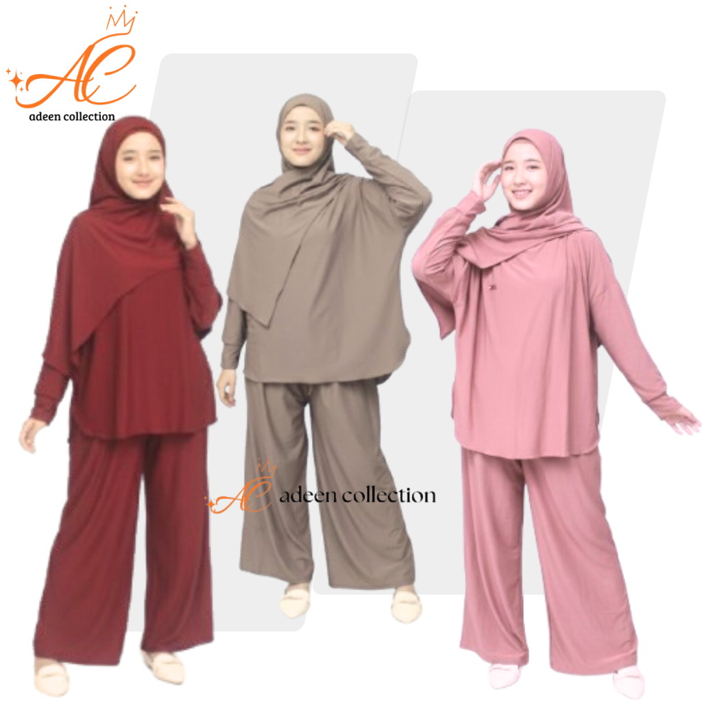 One Set Wanita Muslimah Rezkita Setelan Kulot Set Jilbab Instan Set Celena Set Baju Muslimah Perempu