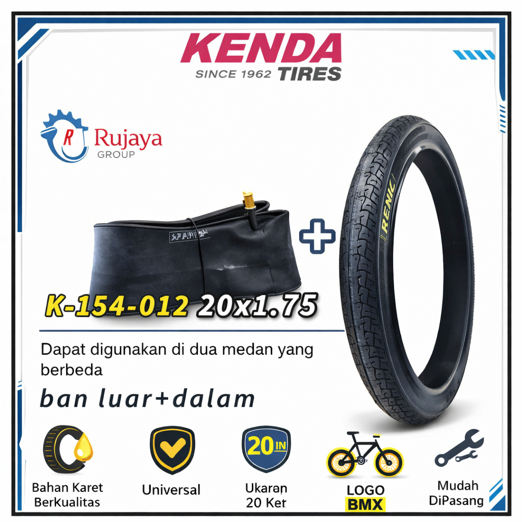 KENDA ban luar dalam sepeda 20 x 1.75 KENDA / ban sepeda 20x1.75 sepeda lipat bmx dll 20 in