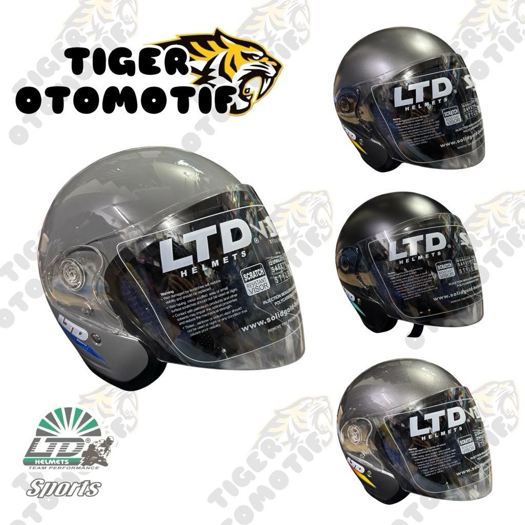 Helm LTD Sports NON PET Original 100% SNI Indonesia ISO Malaysia Polos Modern Gray Abu Kilat Abu Dof