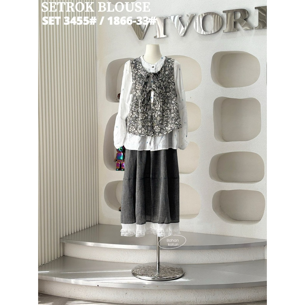 setrok blouse vivorie, set rok vivorie, setelan bangkok, set import premium, set baju muslim murah, 