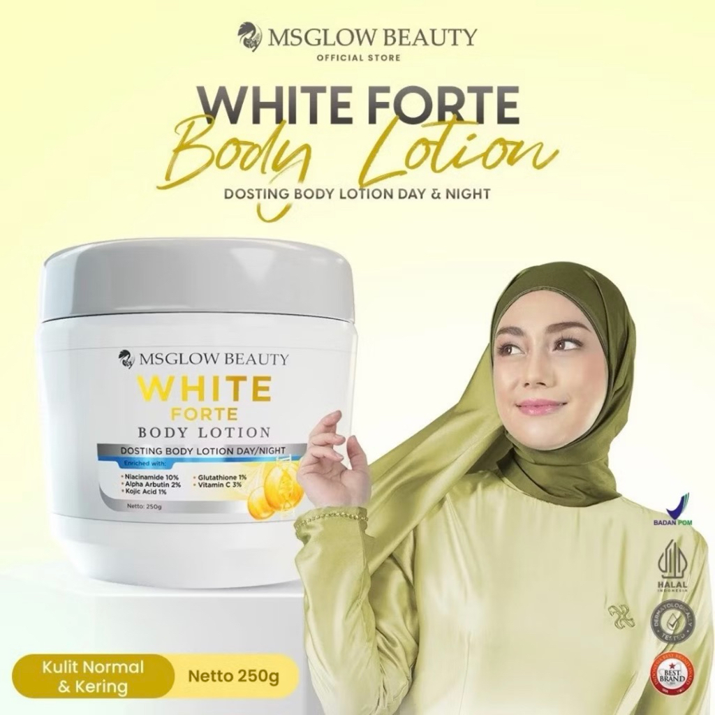 MS Glow White Forte Body Lotion Dosting - Mencerahkan, Melembapkan, Menyamarkan Flek