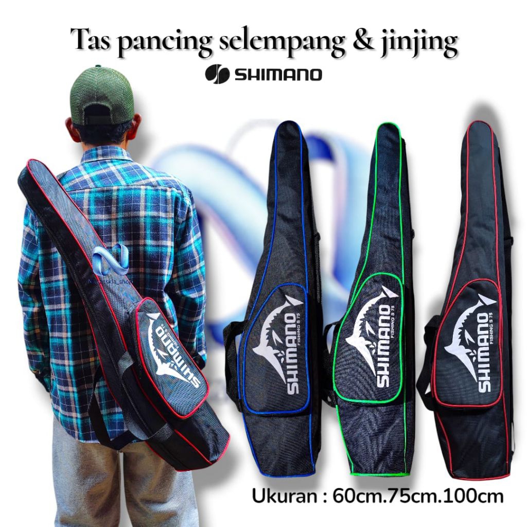 tas pancing joran shimano model ransel & jinjing Dinier polyester termurah  ukuran 60cm/75cm/100cm