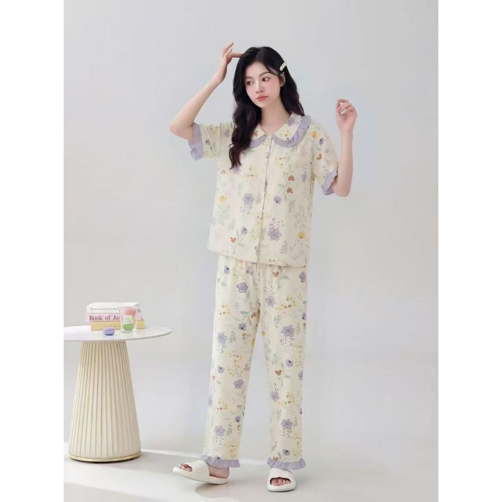 CPKCDWS -100426- PIYAMA WANITA IMPORT CP KANCING BAHAN KATUN ORGANIK PREMIUM BY LEISURE WEAR