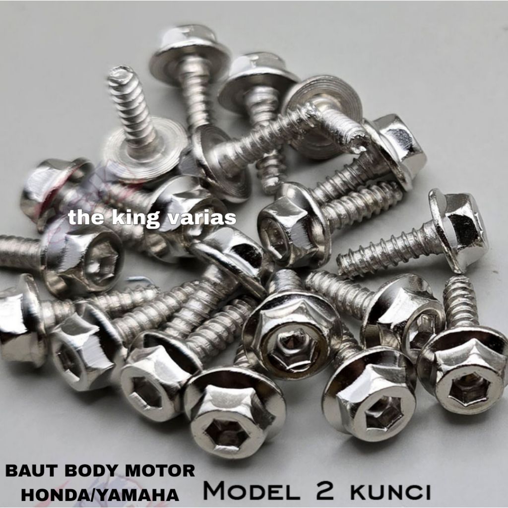 20 PCS BAUT BODY MOTOR BAUT PROBOLT 2 KUNCI / BAUT BODY HONDA DAN YAMAHA CHROME THAILAND ANTI KARAT 