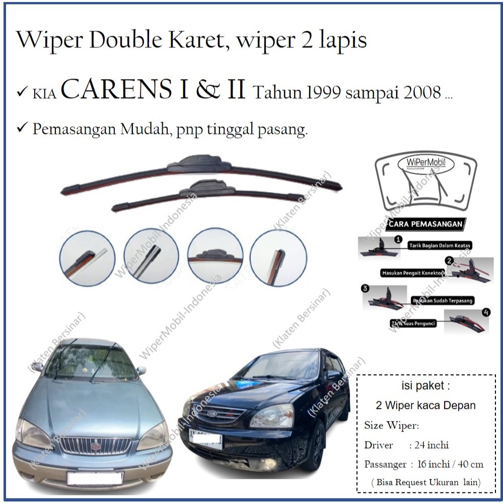 Wiper Frameless Dual Karet KIA Carens 2001 2002