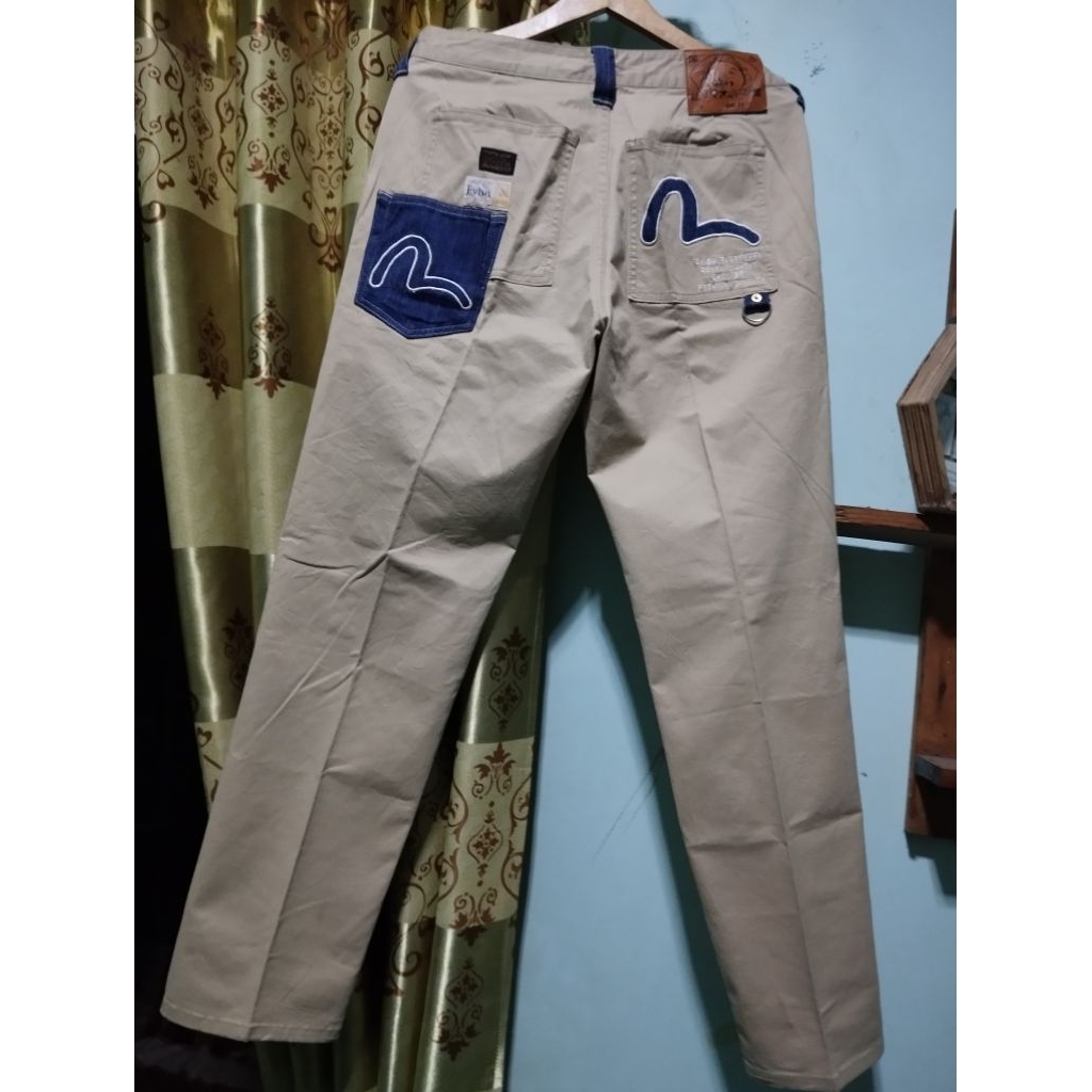 CELANA PANJANG EVISU FABRIC BLOCKING WOVEN PANTS BORDIR KHAS EVISU ORIGINAL (SEAGULL)KONDISI SEPERTI