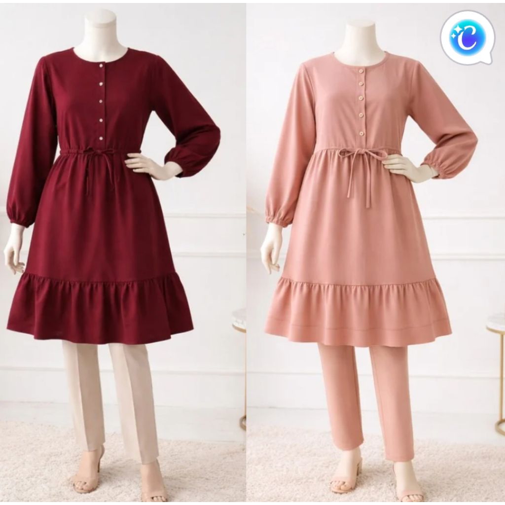 Baju Tunik Wanita Polos Simple Shakila Kekinian Baju Tunik Style Casual Outfit Terbaru