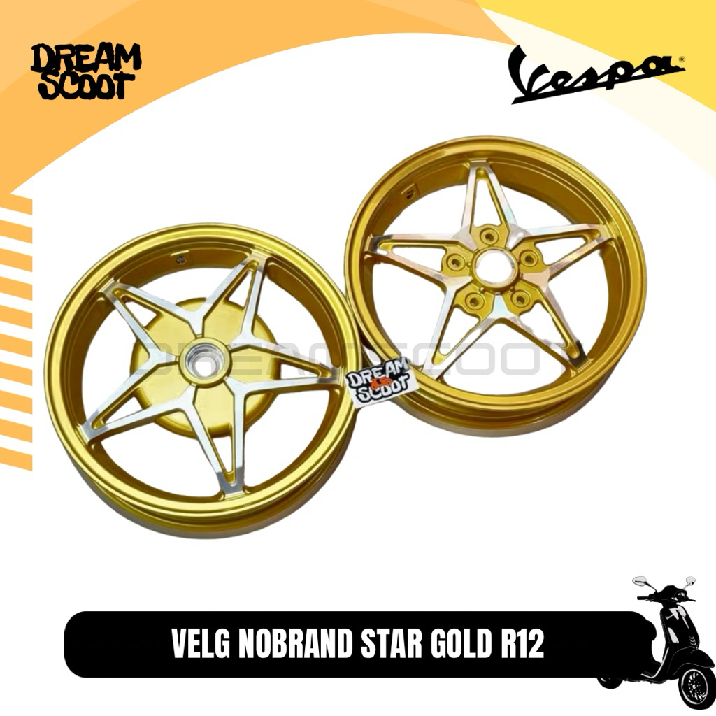 Velg Nobrand Star Gold R12 Vespa Matic Vespa sprint Vespa Primavera Vespa S Vespa LX Velg Vespa mati