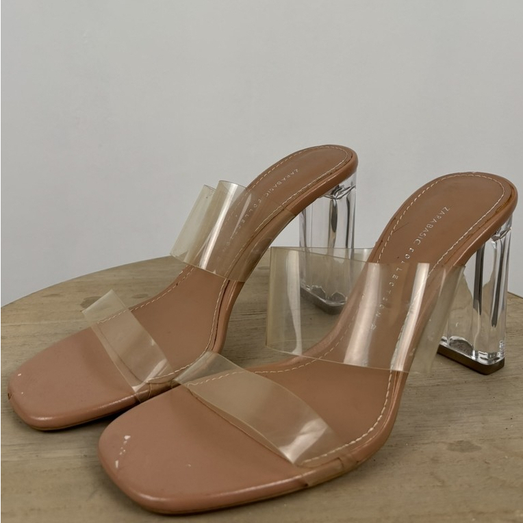 Zara Basic Collection Clear Block Heels Size 37