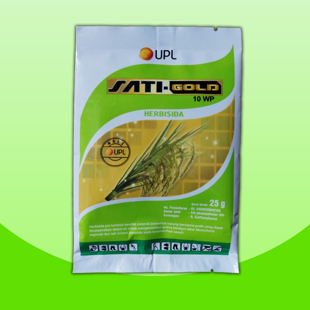 Herbisida Satigold 10 WP Obat Rumput Padi Ampuh Atasi Gulma Daun Lebar & Teki