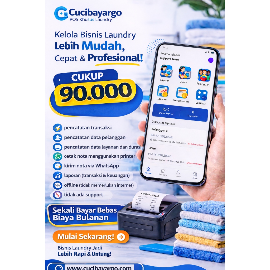 Cucibayargo Lite | Aplikasi Kasir Laundry