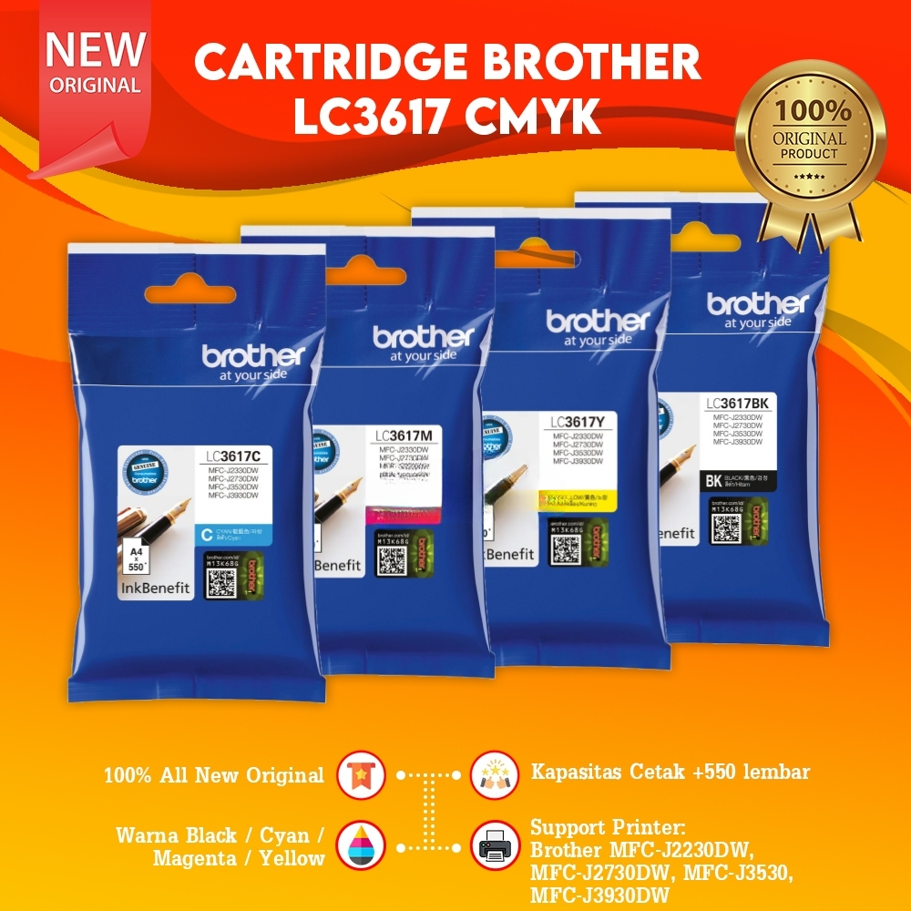 Cartridge Tinta Brother LC3617 LC-3617 LC 3617 Original Ink Printer MFC-J3530DW J2230DW J2730DW J393
