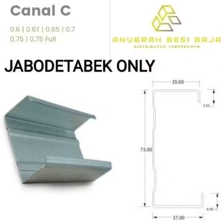 Baja Ringan Truss / Kaso / Kanal C / C75 / Canal C Rangka Atap Panjang 6 Meter | AP