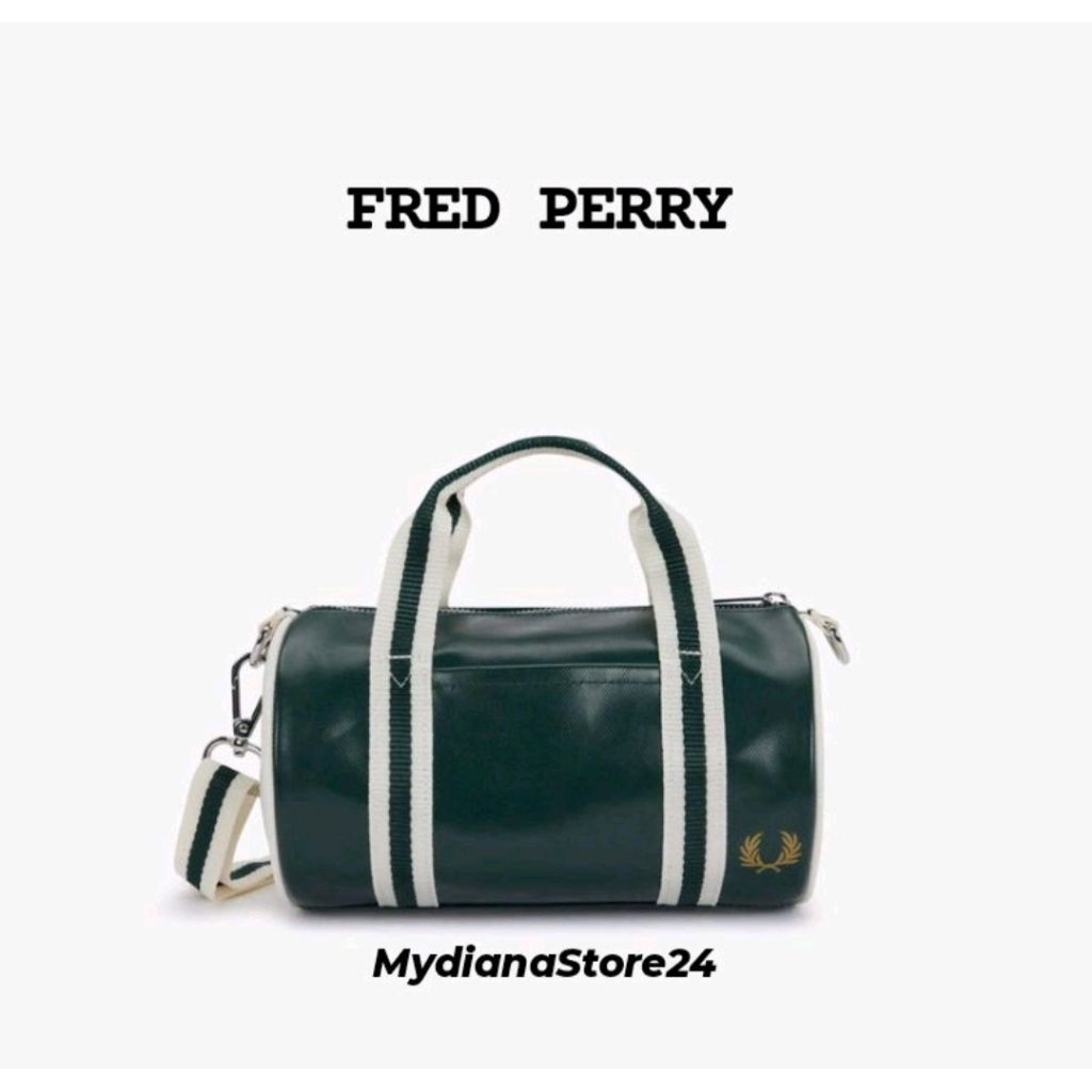 FRED PERRY - FRED PERRY CLASSIC MINI BARREL BAG - GRASSROOTS /ECRU