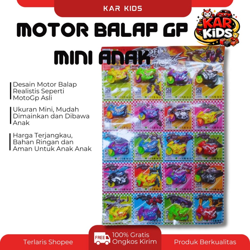 Mainan Motor Spin Go Mini | Motor GP Tarik Seru | Mainan Motor Anak Murah