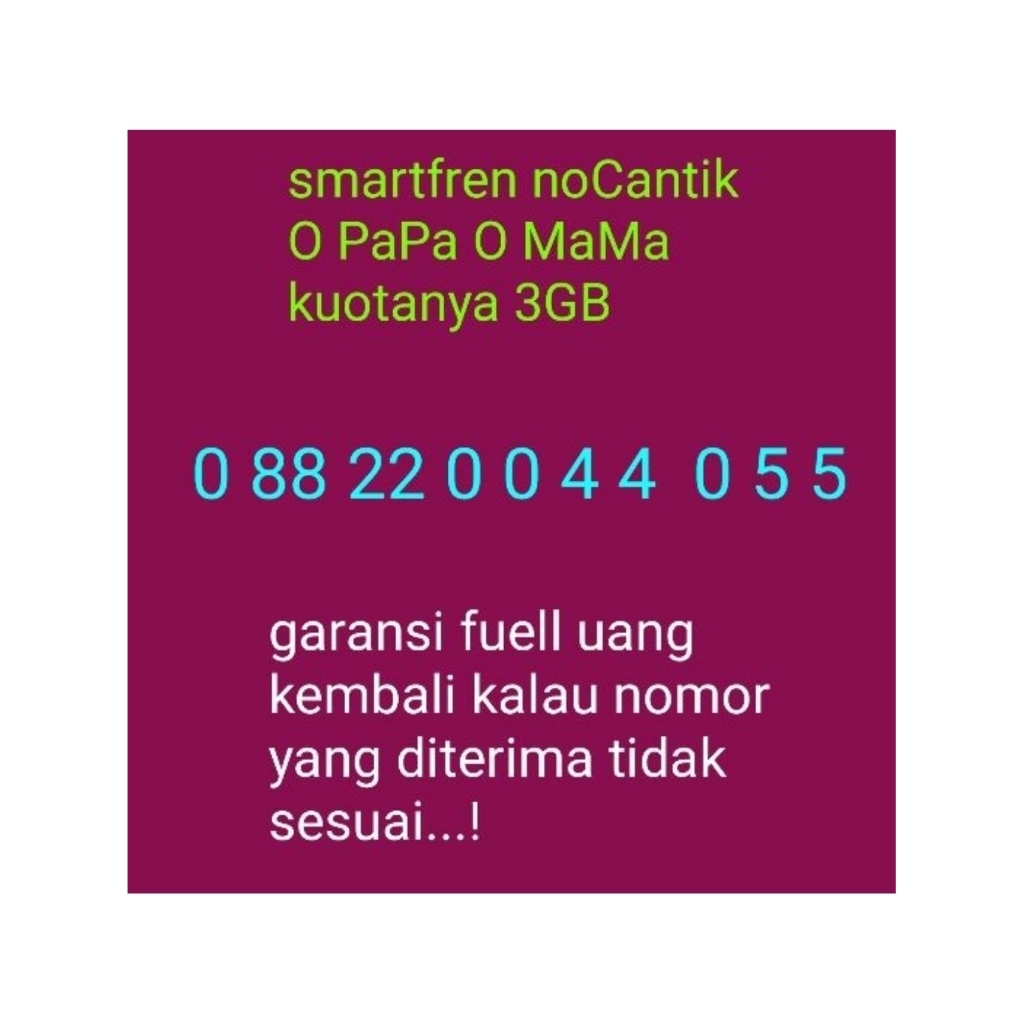 smartfren nomor Cantik kuotanya 3GB murah