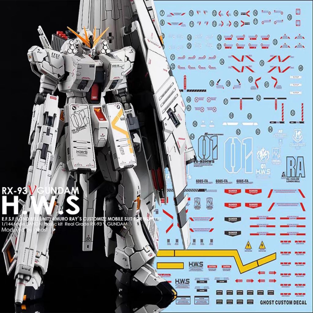 RG 1/144 NU GUNDAM HWS WATER DECAL GHOST CUSTOM DECAL