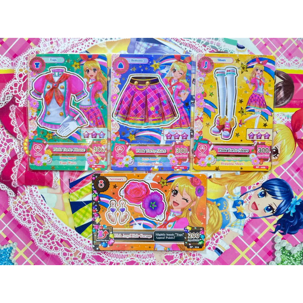 Kartu Aikatsu Pink Torte Set Merchandise Version Ichigo Hoshimiya Uniform Seragam Parade Stage Acces
