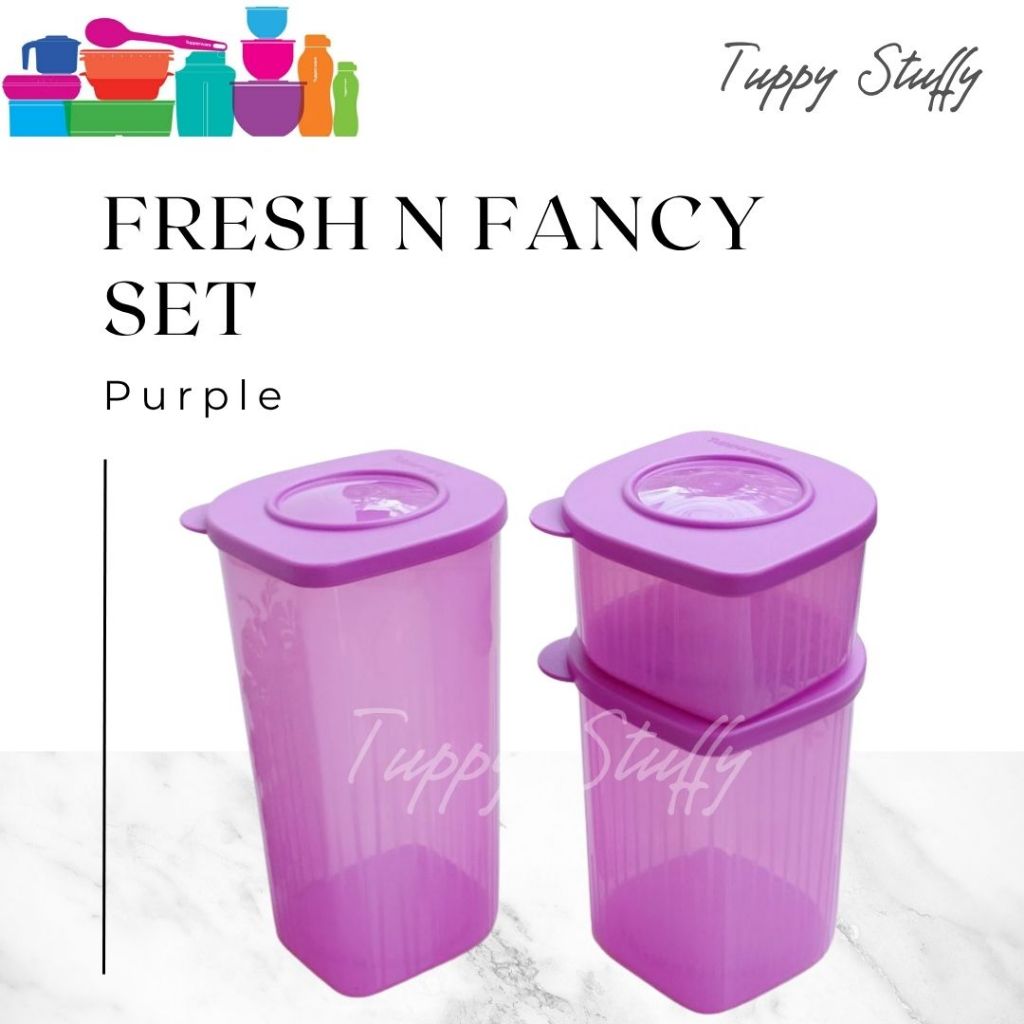 Tupperware Fresh N Fancy (3) - Purple | Toples kue set isi 3 / toples plastik ori