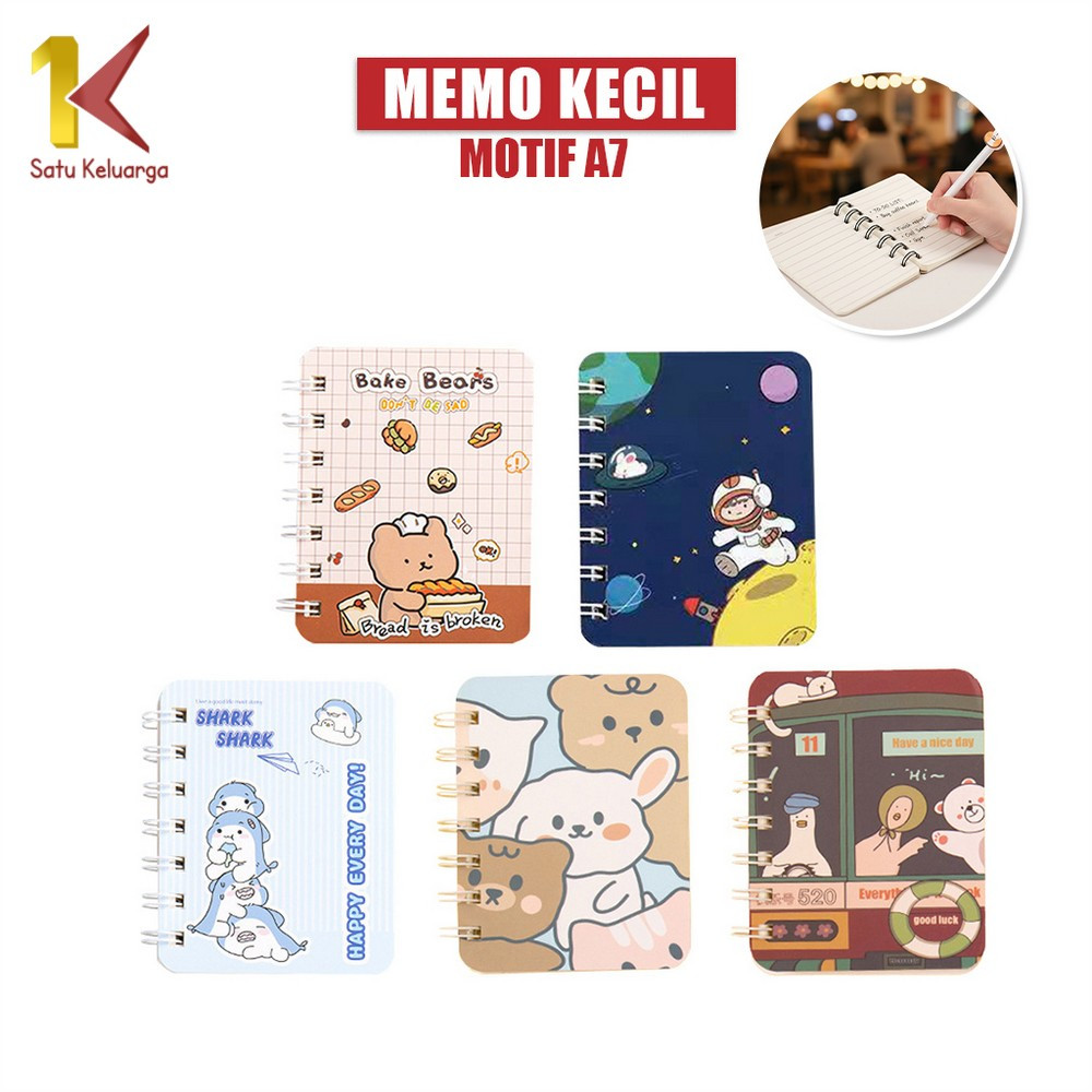 Satu Keluarga Buku Catatan Kartun Memo Kecil A7 A58 Buku Kecil Notebook Ring Motif Notepad Isi 80 Le