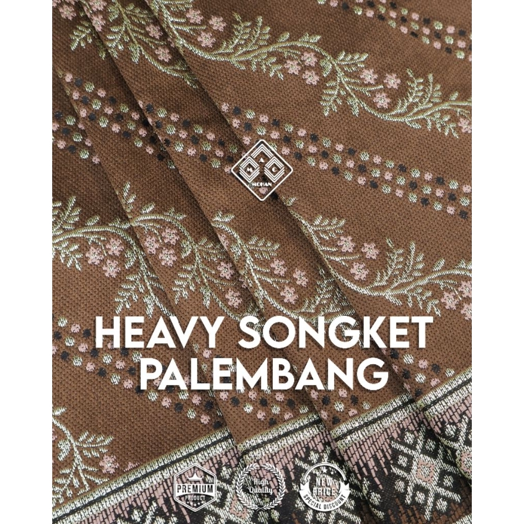 Kain SONGKET SILK SUTERA EXCLUSIVE HEAVY KING QUEEN PALEMBANG Per 0.5m Border Songket Silver Songket
