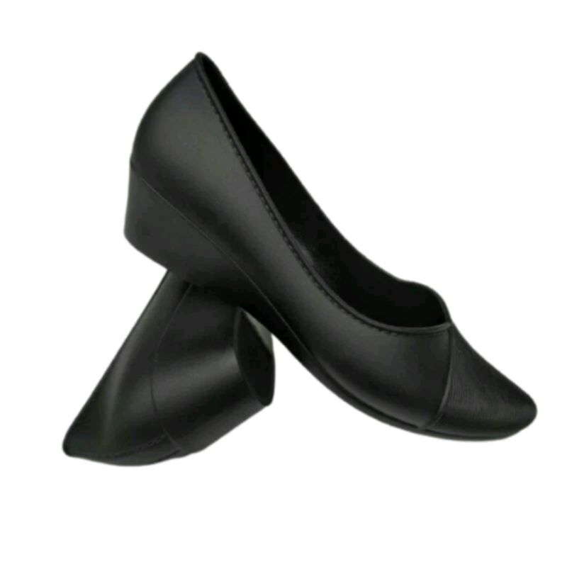 Sepatu Kerja Karet hak 3cm - Fuhaha hitam 36-40