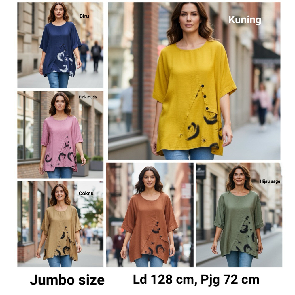 Blus jumbo size fashion import Ld 128 cm