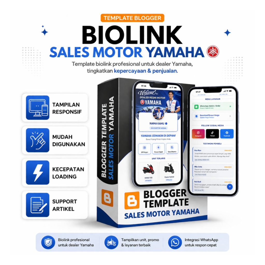 Template Blogger Biolink Sales Motor Yamaha | Mudah Digunakan Lengkap Dengan Panduan & Update