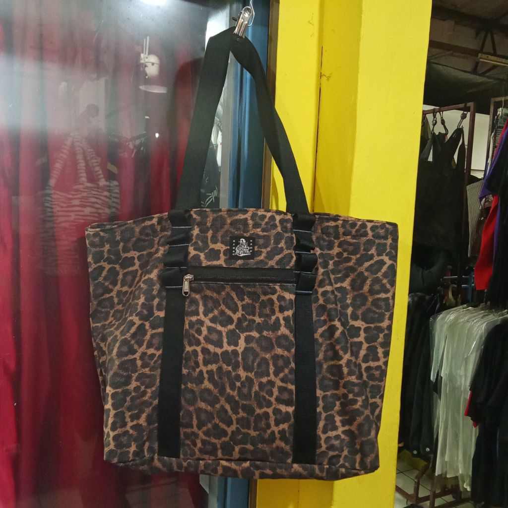 Tote Bag Pattern Leopard Zipper