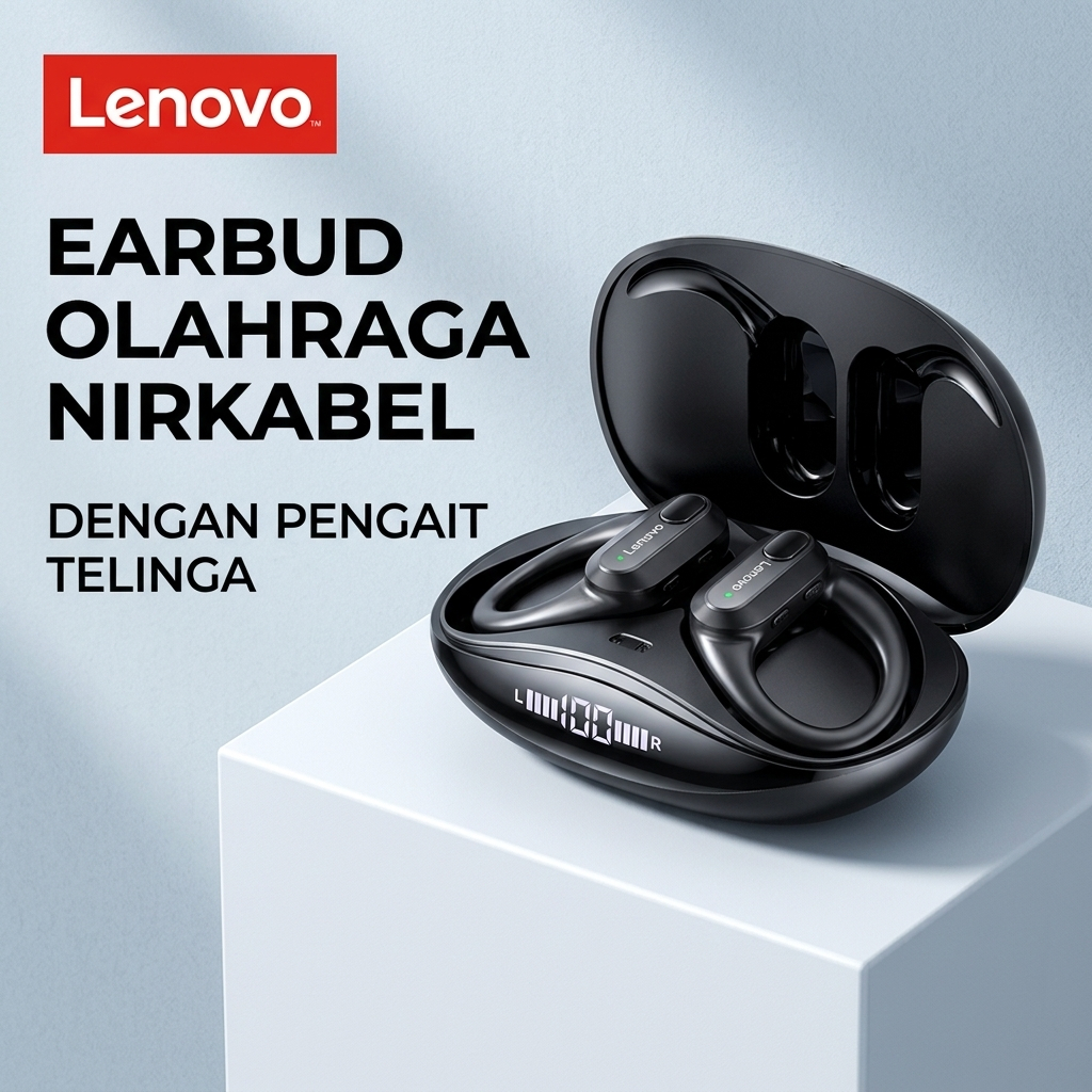 Lenovo ThinkPlus XT80 Earphone Bluetooth untuk Belajar Online, Operasi Tombol Mudah, Garansi 1 Tahun