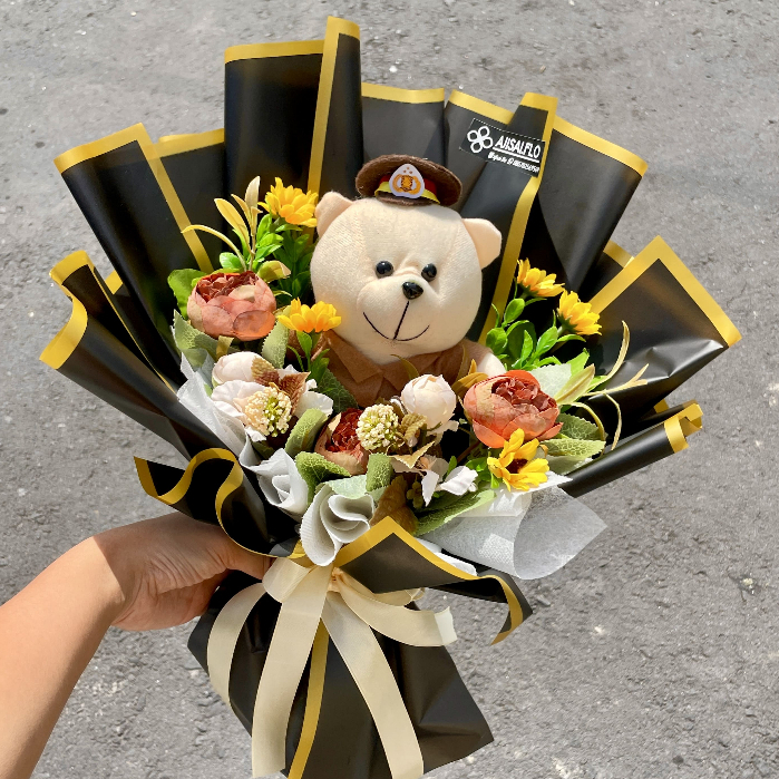 Buket Bunga Boneka Profesi | Boneka Polisi | Boneka Tentara | Kado Pelantikan | Hadiah Wisuda