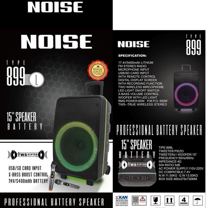 Speaker Portable Noise 899 L 899L Original 15 inch Bluetooth Professional Battery Speaker - 899 L 15