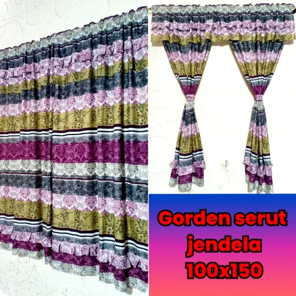 Gorden serut pendek minimalis ukuran 150x200cm
