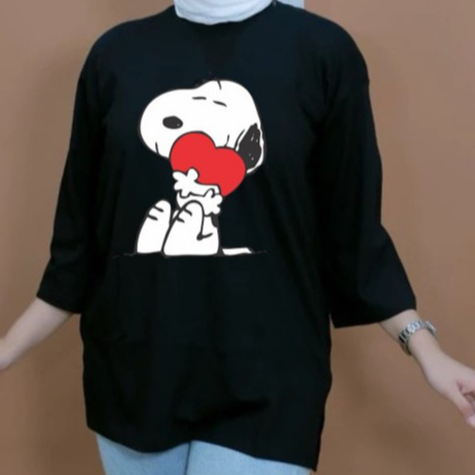 Snopy Lv Top - Kaos Atasan Oversize Wanita Lengan Panjang - Kaos Oversize Wanita Lengan 7/8