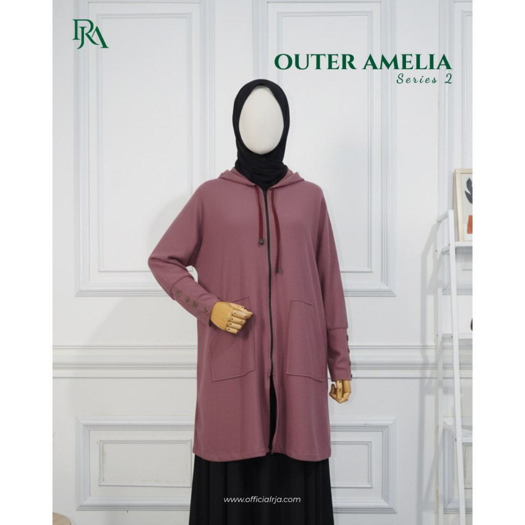 RJA Outer Knit Muslimah Syari Outer Amelia Series Kupluk Resleting