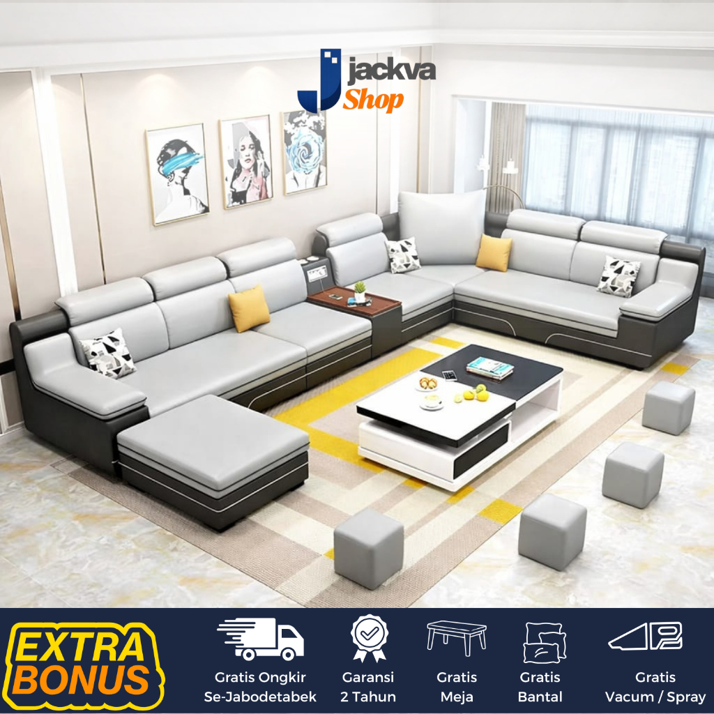 Sofa Minimalis Leter U Kursi Ruang Tamu Keluarga Besar