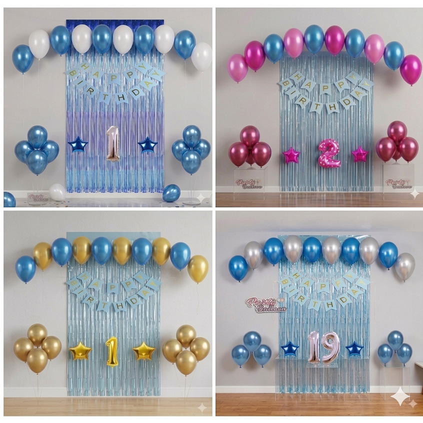 Paket Balon Ulang tahun dekorasi anak dewasa Murah 1 set lengkap balon ultah dekor tema Biru